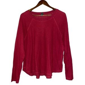 Wild Fable Waffle Knit Round Neck Relaxed Fit Women Shirt Size Large Comfort‎